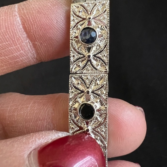 Silver filigree and onyx bracelet - Picture 5 of 6